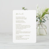 White | Chic Script Minimalist Wedding Detail  Informatiekaartje (Staand voorkant)
