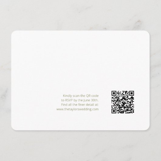 White | Chic Script Wedding Detail QR Code  Informatiekaartje (Achterkant)