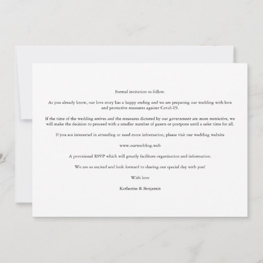 White Chic Trendy Collage Wedding Covid19 3 Foto's (Achterkant)