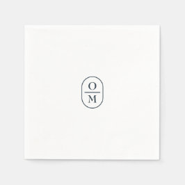 White | Chic Typography Minimal Monogram Wedding Servet