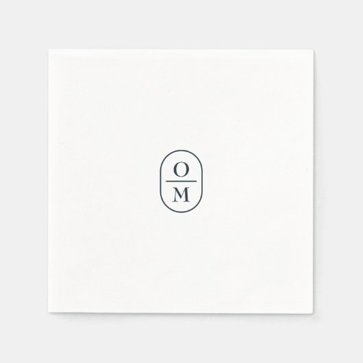 White | Chic Typography Minimal Monogram Wedding Servet (Voorkant)