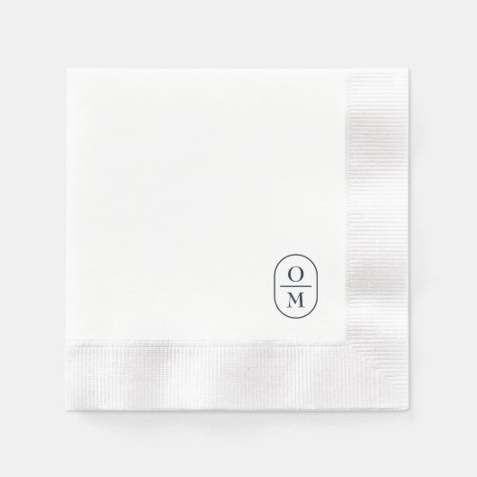 White | Chic Typography Minimal Monogram Wedding Servet (Voorkant)