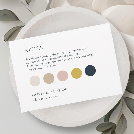 White | Chic Wedding Attire Dress Code Flat Card