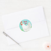 White Chicken Bird Dank je wel Ronde Sticker (Envelop)