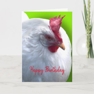 White Chicken Birthday Kaart