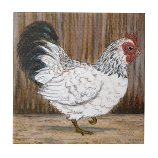 White Chicken Ceramic Tile Tegeltje (Voorkant)