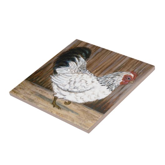 White Chicken Ceramic Tile Tegeltje (Zijkant)