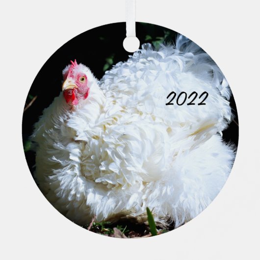 White Chicken - Frizzled Cochin Bantam Pet Metalen Ornament (Achterkant)