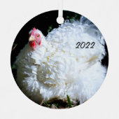 White Chicken - Frizzled Cochin Bantam Pet Metalen Ornament (Voorkant)