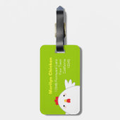 White Chicken on Green Bagagelabel (Achterkant verticaal)