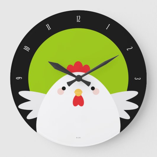 White Chicken on Green Wall Clock Grote Klok (Voorkant)