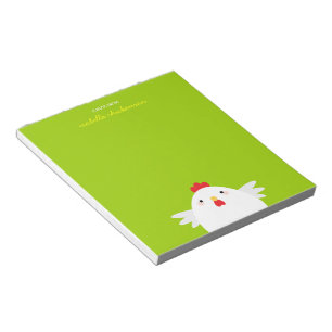 White Chicken op Green  Notepad Notitieblok