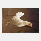 White Chicken Rooster Hen Theedoek (Horizontaal)