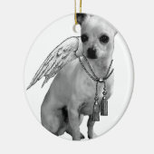 White Chihuahua Angel Wings Keramisch Ornament (Links)