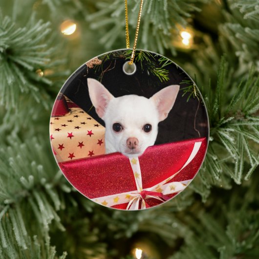 White Chihuahua Kerstmis Keramisch Ornament (Boom)