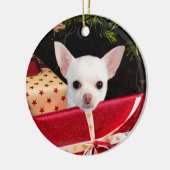 White Chihuahua Kerstmis Keramisch Ornament (Links)