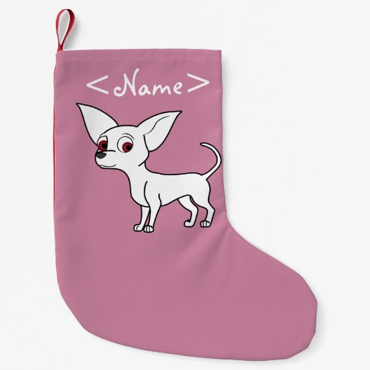 White Chihuahua met Short Hair Kleine Kerstsok (Voorkant)