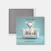 White Chihuahua: Mijn wereld Magneet (Voorkant / Achterkant)