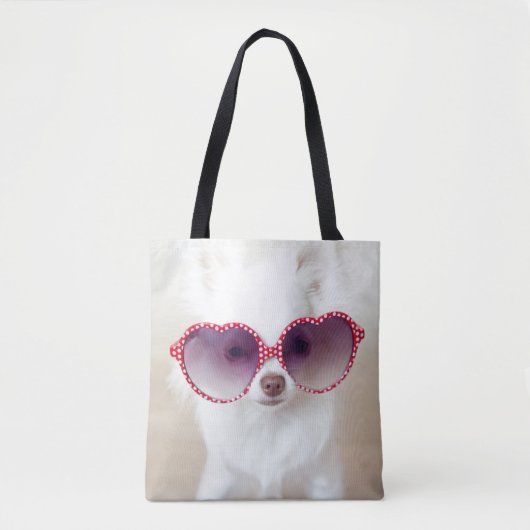 White Chihuahua Puppy Tote Bag (Voorkant)