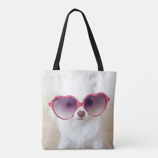 White Chihuahua Puppy Tote Bag (Achterkant)