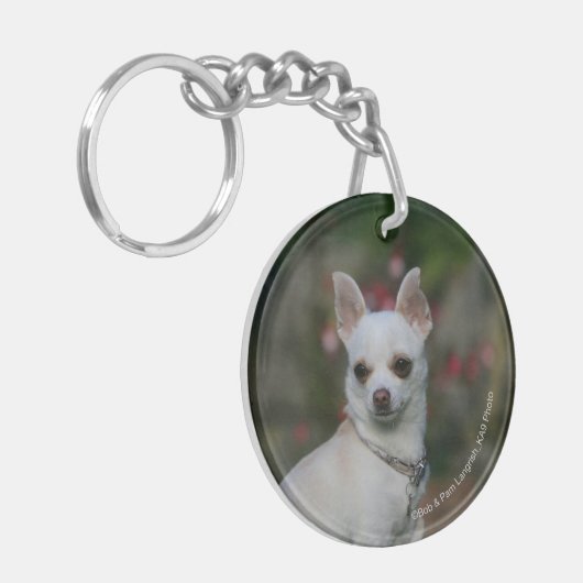 White Chihuahua Sleutelhanger (Voorkant Links)