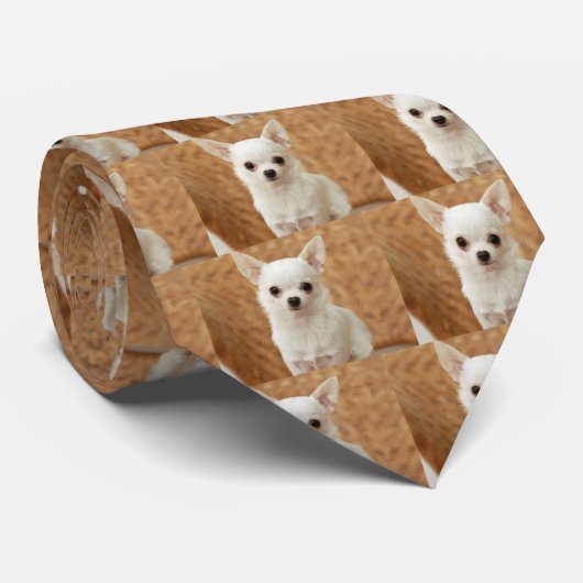 White Chihuahua Stropdas (Opgerold)