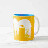 White Chinese Dog Year Birthday Monogram M2 Tweekleurige Koffiemok (Voorkant rechts)