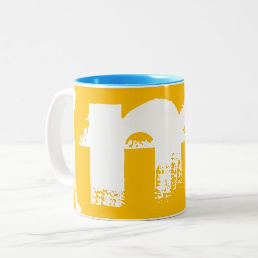 White Chinese Dog Year Birthday Monogram M2 Tweekleurige Koffiemok (Voorkant links)