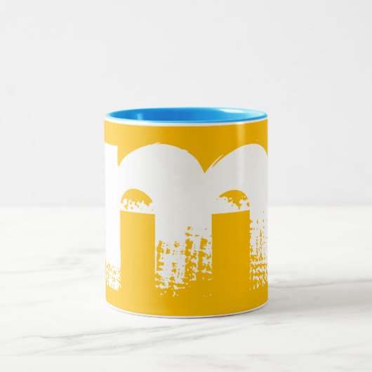 White Chinese Dog Year Birthday Monogram M2 Tweekleurige Koffiemok (Center)