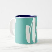 White Chinese Dog Year Birthday Monogram M3 Tweekleurige Koffiemok (Voorkant links)