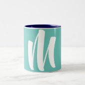 White Chinese Dog Year Birthday Monogram M3 Tweekleurige Koffiemok (Center)