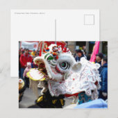 White Chinese Lion Dancer Chinatown Briefkaart (Voorkant / Achterkant)