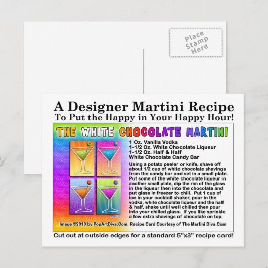 White Chocolate Martini Recept Briefkaart (Voorkant / Achterkant)