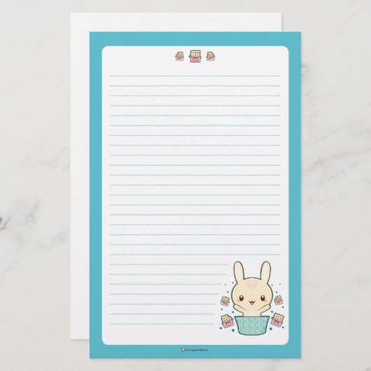 White Chocolate Truffle Bunny Briefpapier (Voorkant / Achterkant)