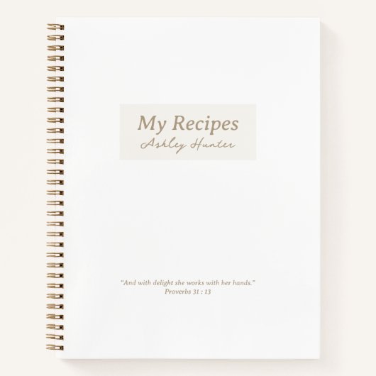 White Christelijk Proverbs 31:3 Verse Recipe Book Notitieboek (Voorkant)