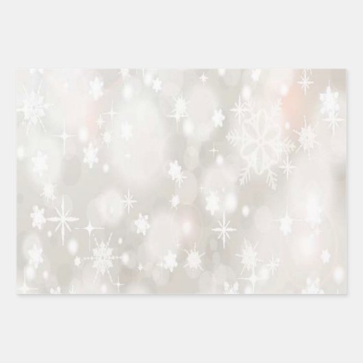 White Christmas Background Snowflakes Mistletoe Inpakpapier Vel (Voorkant 2)