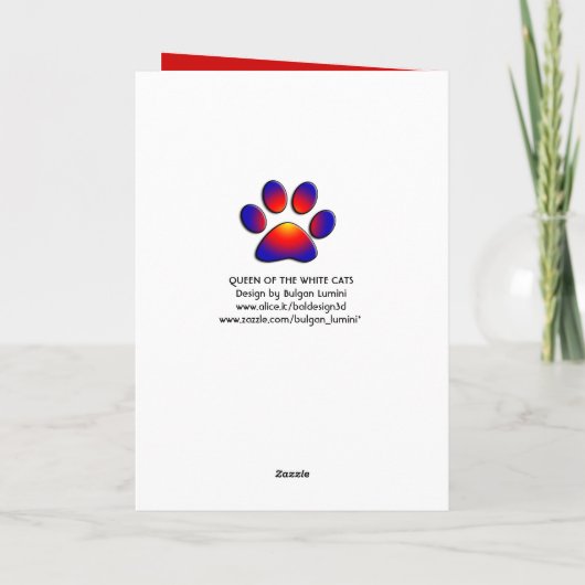 WHITE CHRISTMAS CAT MET SANTA CLAUS PET FEESTDAGEN KAART (Achterkant)