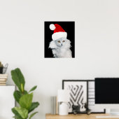 WHITE CHRISTMAS CAT MET SANTA CLAUS PET POSTER (Thuiskantoor)
