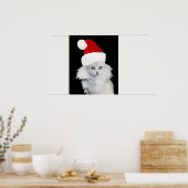 WHITE CHRISTMAS CAT MET SANTA CLAUS PET POSTER (Keuken)