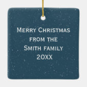 White Christmas Chapel In Winter Pines Keramisch Ornament (Achterkant)