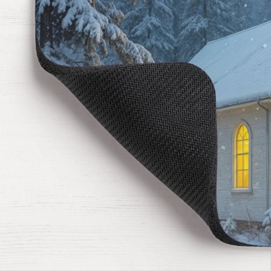 White Christmas Chapel In Winter Pines Muismat (Hoek)