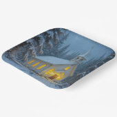 White Christmas Chapel In Winter Pines Papieren Bordje (Gebogen)