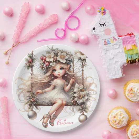 White Christmas Fairy Paper Bord (Feest)