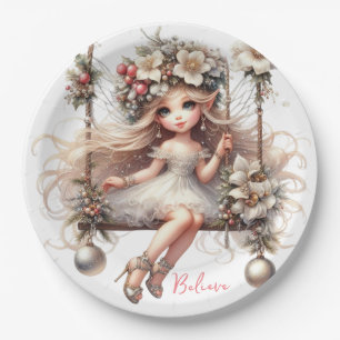 White Christmas Fairy Paper Bord