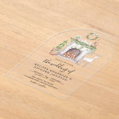 White Christmas Fireplace Wedding Acryl Uitnodigingen (Laagn)