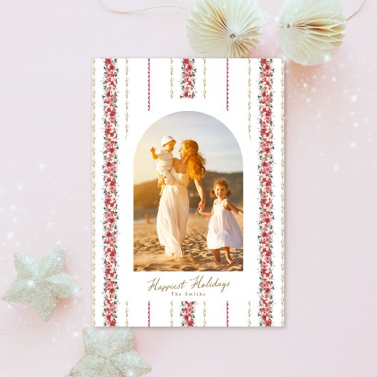 white christmas floral feestdagenkaart