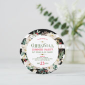 White Christmas Flowers Wreath & Stripes Pattern Kaart (Staand voorkant)
