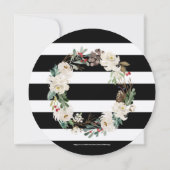 White Christmas Flowers Wreath & Stripes Pattern Kaart (Achterkant)