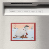 White Christmas Holiday Cat in Snow Magneet (Insitu (Vaatwasser))