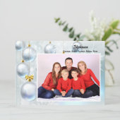 White Christmas Ornaments personalize with Photo Feestdagenkaart (Staand voorkant)